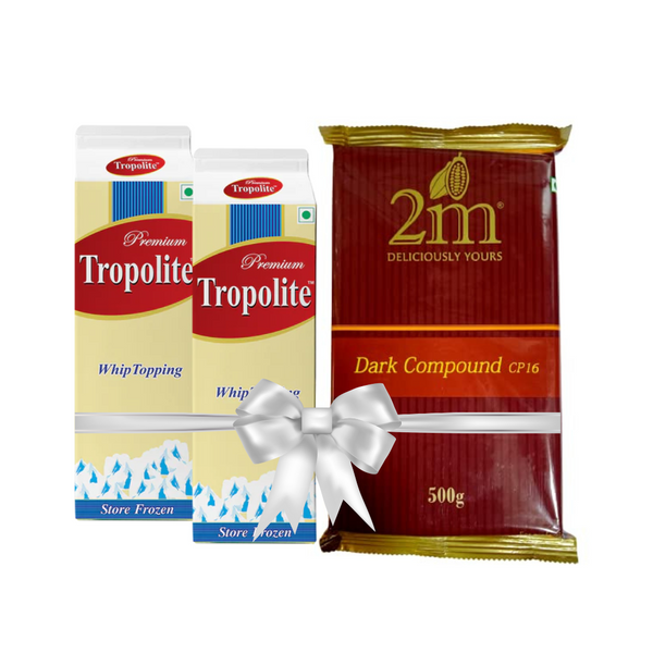 Combo - Tropolite Premium Whipping Cream  1 kg x 2  & 2M Dark Compound 500 gm x 1 - Tropilite Foods