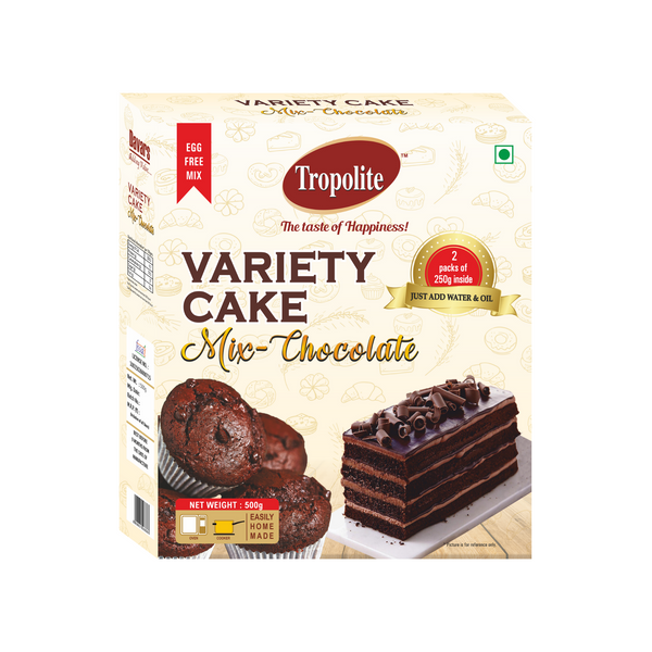Tropolite Variety Mix - Chocolate  - 500g -Premix for Egg Free Sponge & Muffins - Tropilite Foods