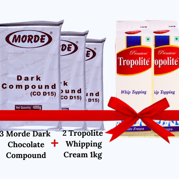 The Bakers Basket -Tropolite Premium Whipping Cream 1kg x 2 &  Morde Dark Chocolate 400g x3 - Tropilite Foods