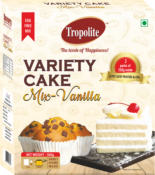 Tropolite Variety Mix -Vanilla - 500 g -Premix for Egg Free Sponge & Muffin - Tropilite Foods